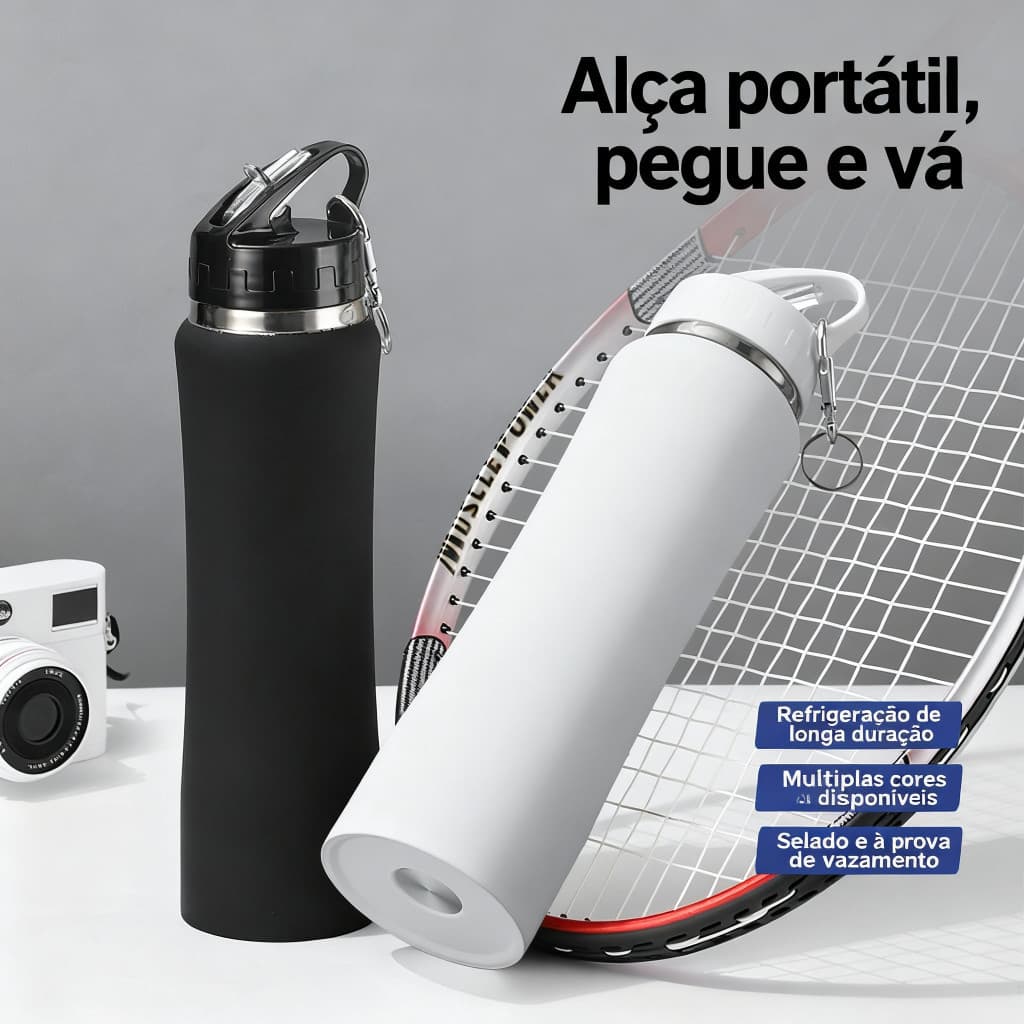 Garrafa Térmica 600ml com chaveiro quente e fria top