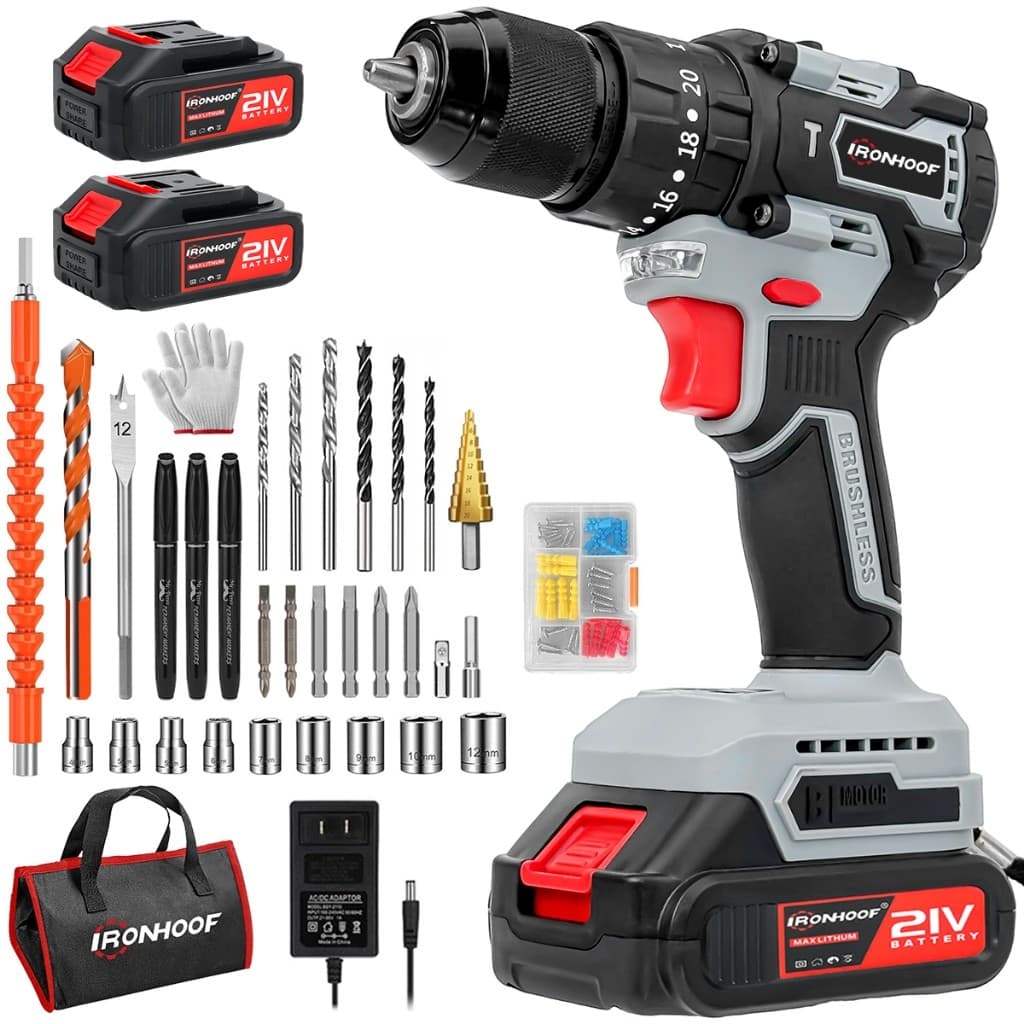 Parafusadeira A Bateria Brushless Furadeira De Impacto Sem Fio Profissional 21v 2 Baterias 120NM