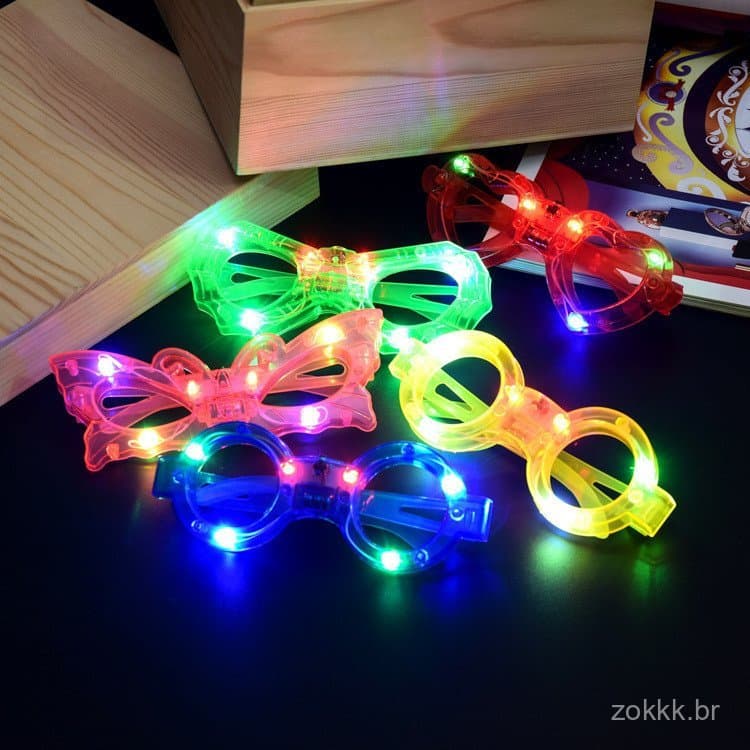 6 Pçs LED Neon Óculos Iluminam De Festa Brilho Borboleta Coração Estrela Flash Brinquedos Brilham No Escuro Fontes Favor