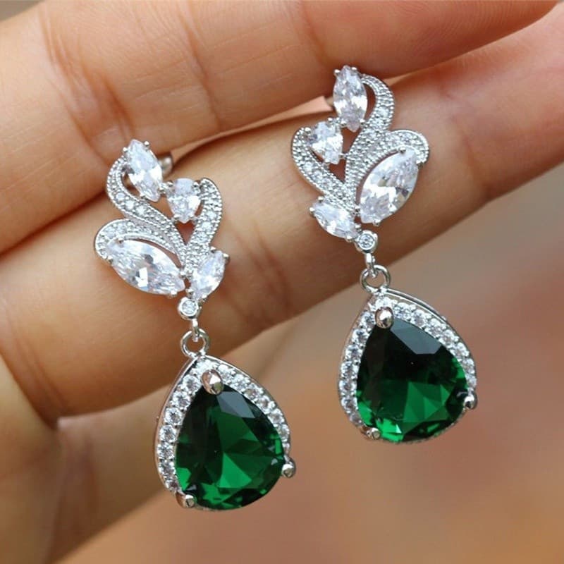 Exquisitos brincos de zircônia em formato de gota, estilo europeu e americano, design em formato de pêra, novo modelo AF