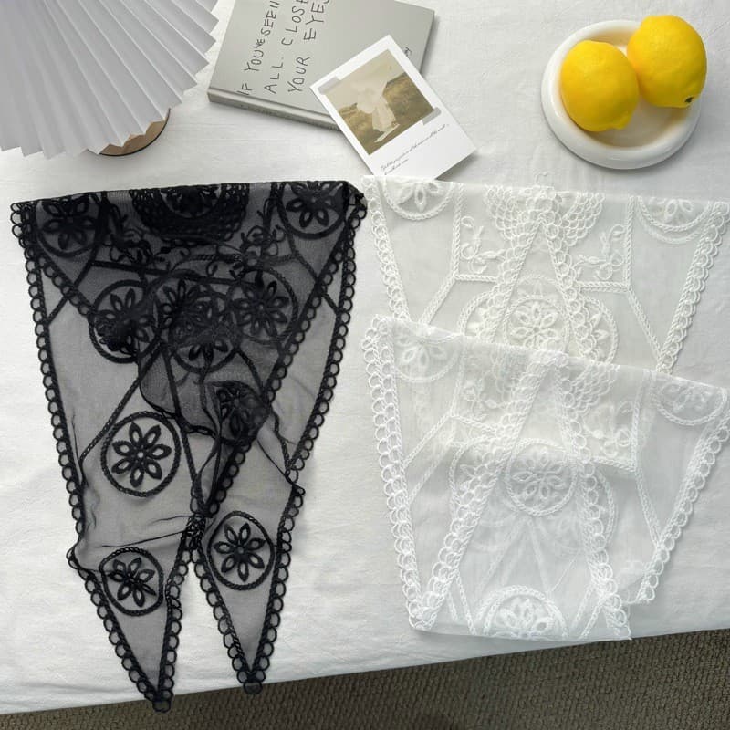 Francês branco laço longo cachecol feminino primavera verão moda High-End sentir Baotou triângulo cachecol decoração 202