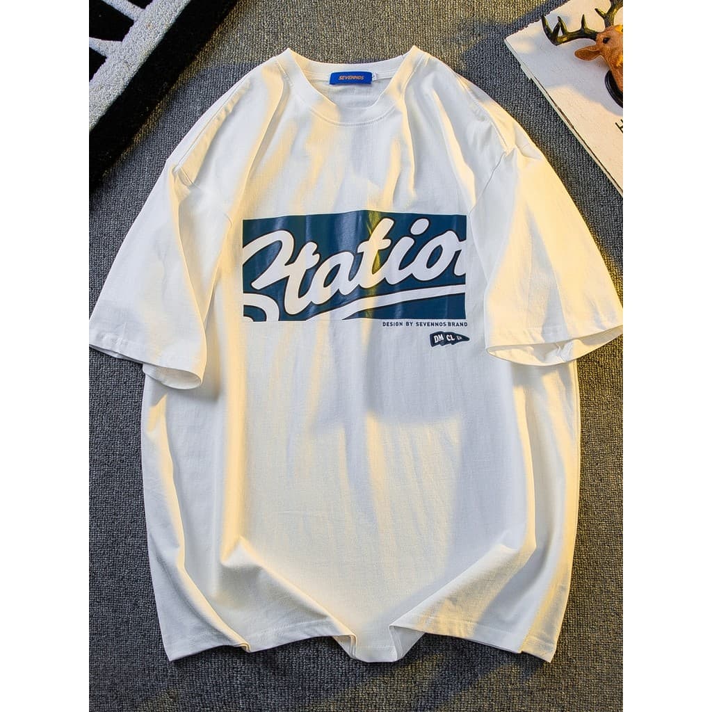 HPCP estilo Preppy branco impresso carta de manga curta camiseta masculina verão novo estilo estilo japonês Street Wear