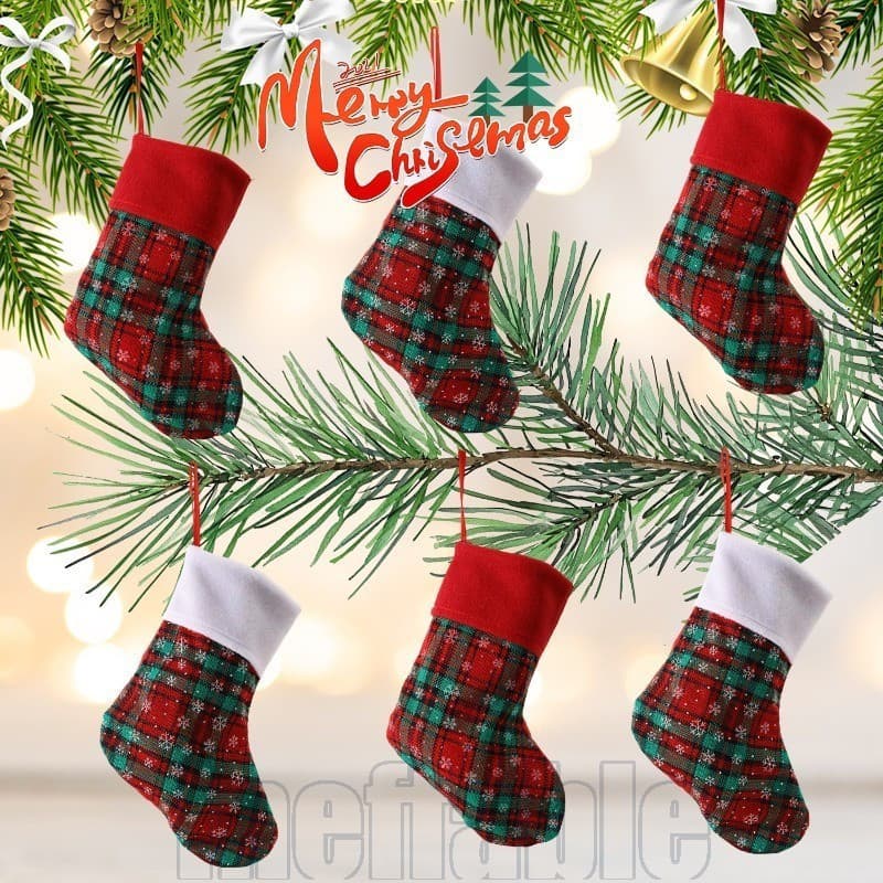 Pingente De Meias Para Presente De Natal De 1/2 Unidades-Suprimentos Presentes De Decoração De Festa De Ano Novo-Saco De
