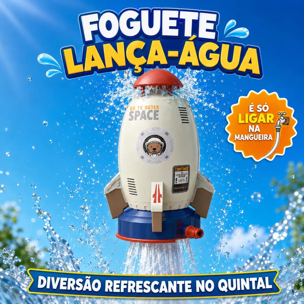 Lançador Foguete com Água Brinquedo Voador Irrigador Aspersor Jardim Esguicho Criança Infantil Diversão