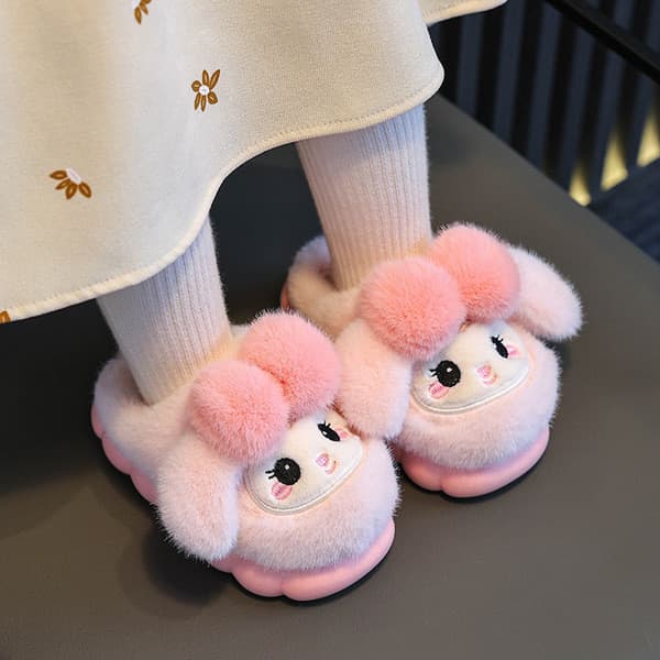 | slippers | ❈Novo estilo chinelos de algodão das crianças outono inverno meninas dos desenhos animados sapatos de pele