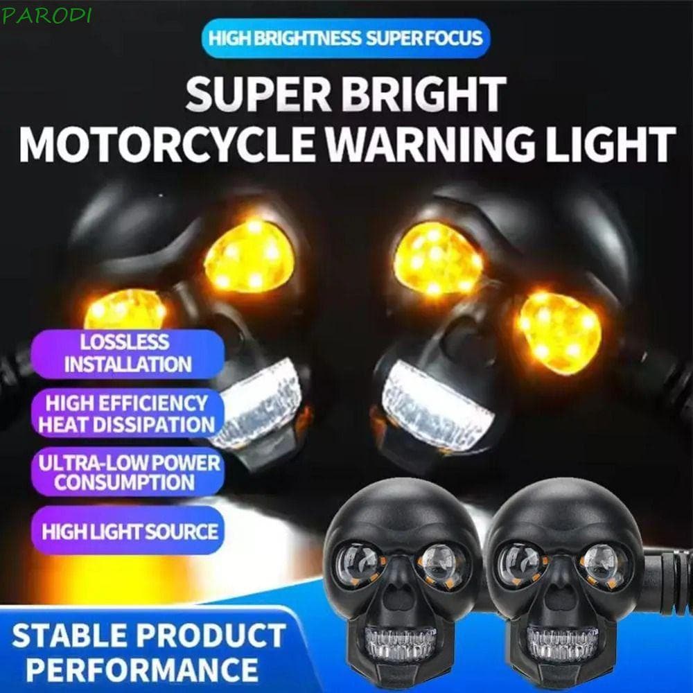Paroi 2 Unidades de Luzes de Sinalização para Motocicleta, Luzes de Segurança para Veículos DC 12V em Forma de Caveira,