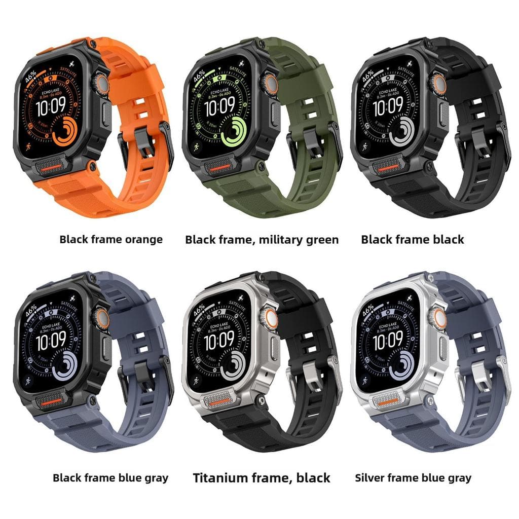 Pulseira De Relógio De Silicone 2 Em 1 Resistente Com Capa Protetora Compatível Apple Watch Ultra 49mm Série 1-3 Esporti