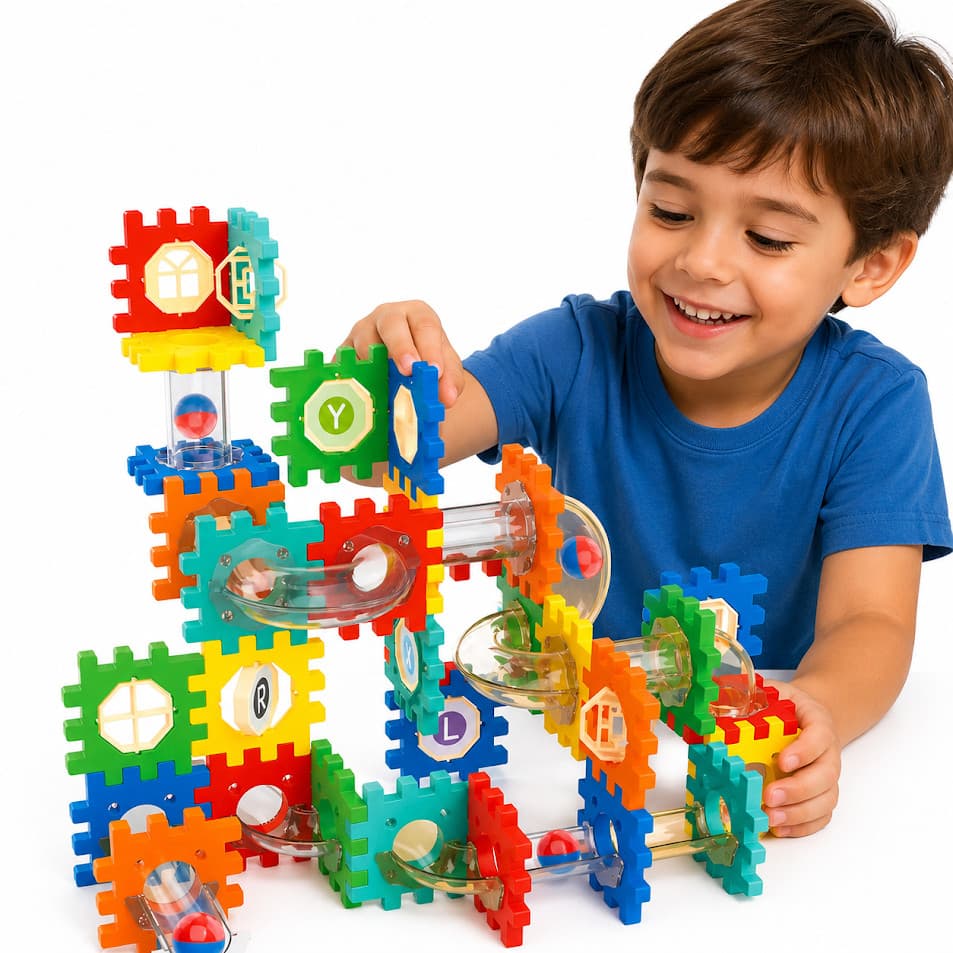 Brinquedo Pista Corrida Tubo C/ Bolinhas 53 Pc Bloco Montar