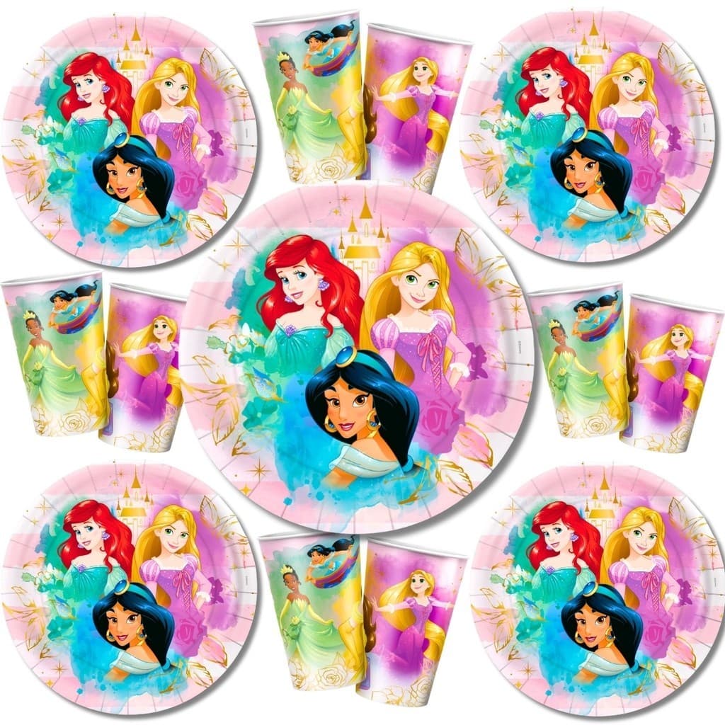 Kit Festa Princesas Disney 8 Copos 8 Pratos Aniversário