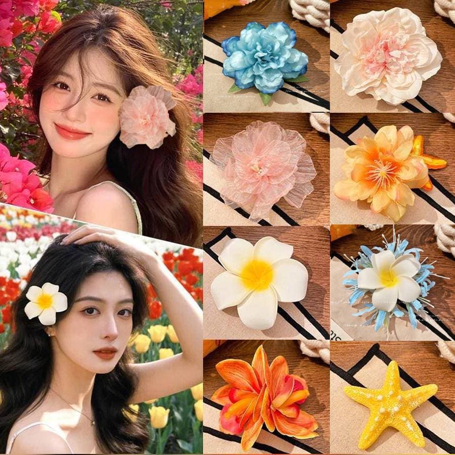 Verão beira-mar atmosfera acessórios flor grampo de cabelo feminino testa franja clipe lateral Hairpin cabeça flor Grab