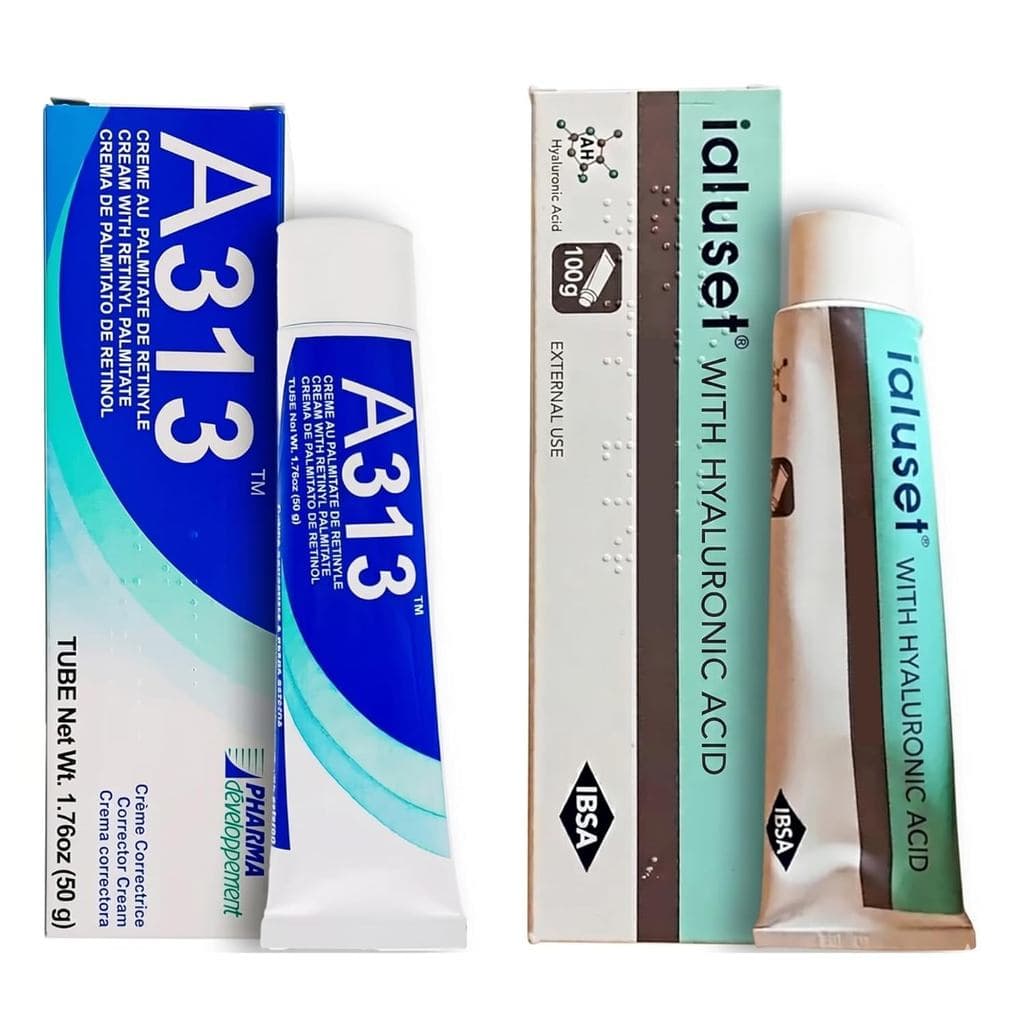 Conjunto de Creme de Retinol A313 + Creme de Ácido Hialurônico Ialuset – Duo de Cuidados com a Pele da Farmácia Francesa