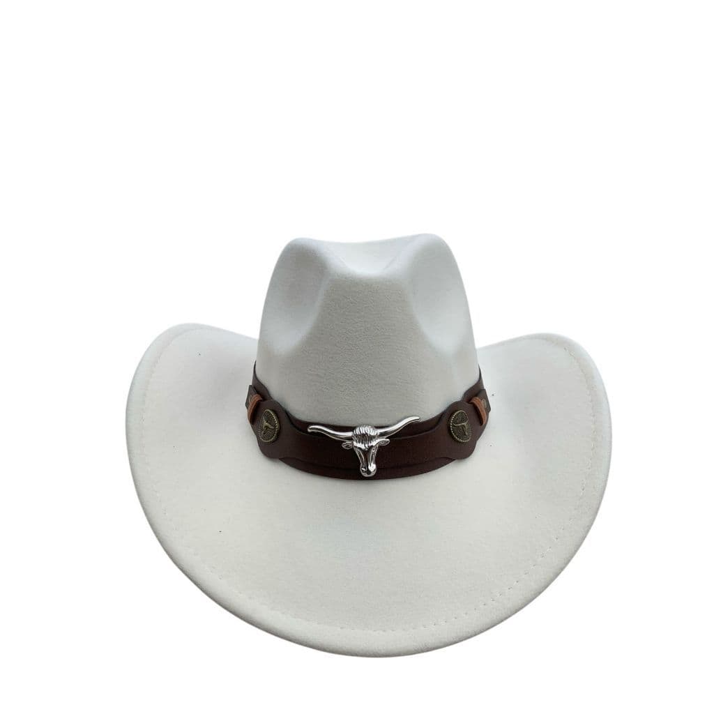 Chapéu Country Rodeio Feminino Novo Com Faixa Personalizada Unissex Tendencia Cowbow  Fedora Branco Off