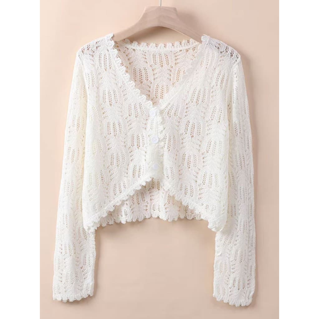 Protetor solar Cardigan feminino 2026 verão novo estilo de malha de seda gelo manga comprida xale feminino estilo fino o