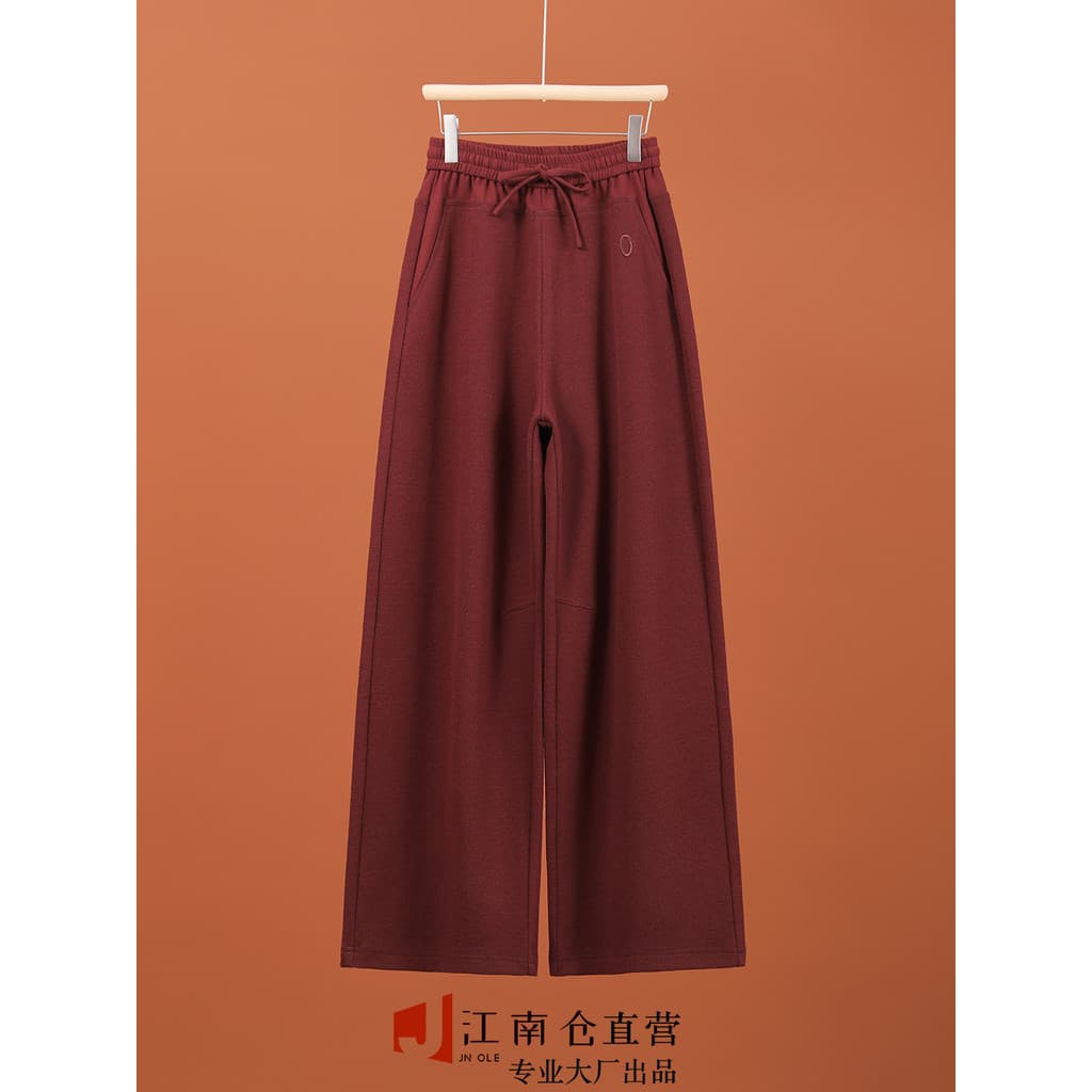 Jiangnancang [Linha G de Luxo] Especial!Acético + Cashmere Elegante Mulheres Inverno Cintura Elástica Casual Calças Reta
