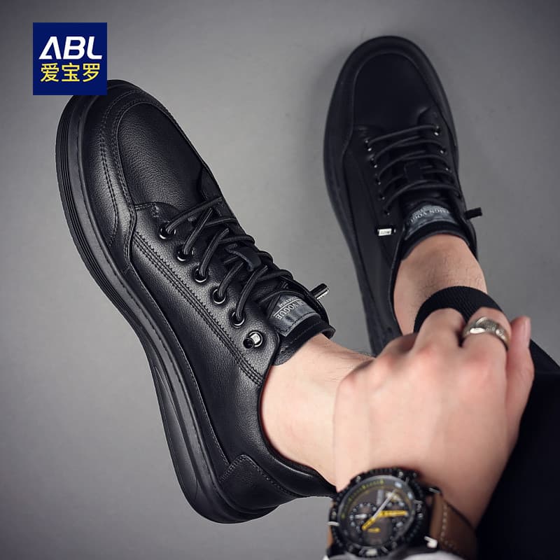 Sapatos masculinos 2026 primavera novo estilo couro genuíno respirável baixo-Top sapatos esportivos de sola macia All-Ma