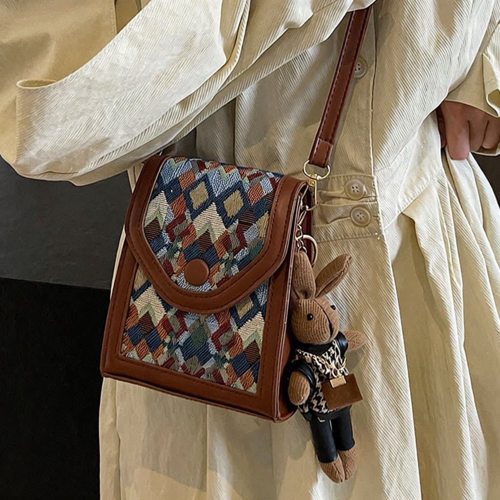 Bolsa bolsa feminina Bolsa de ombro pequena nicho Design treliça bolsa para celular feminina 2026 bolsa de verão com apa