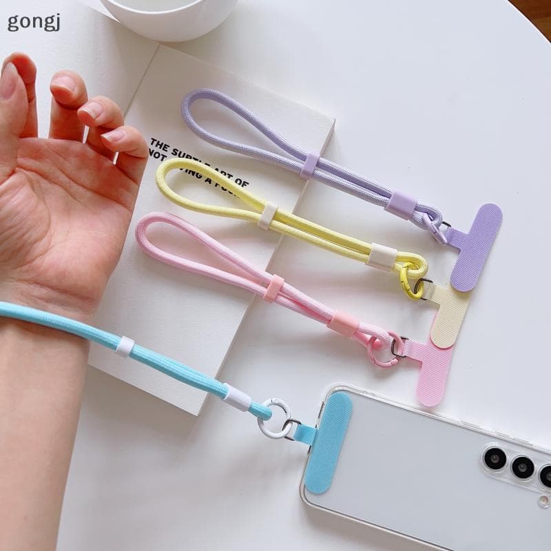 [gongj] Moda Simples Doce Cor Cordão Para Celular Pulseira Ajustável Corrente De Telefone Universal Anti-Perda Chaveiro