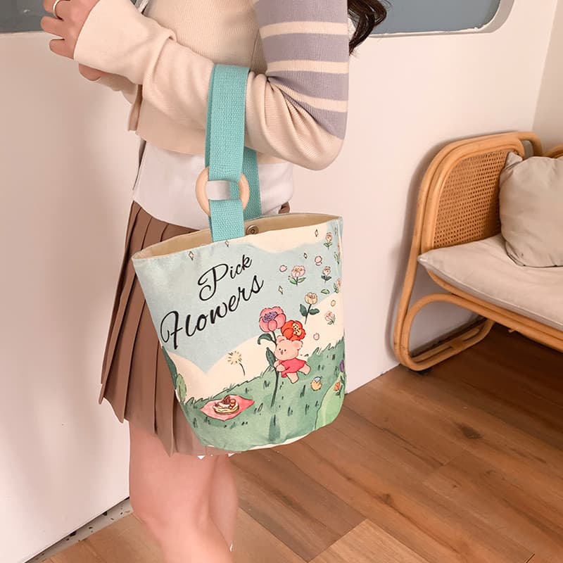 Bolsa feminina 2026 novo estilo moda Outing bolsa de lona trabalho Commuter bolsa outono inverno Bento balde saco