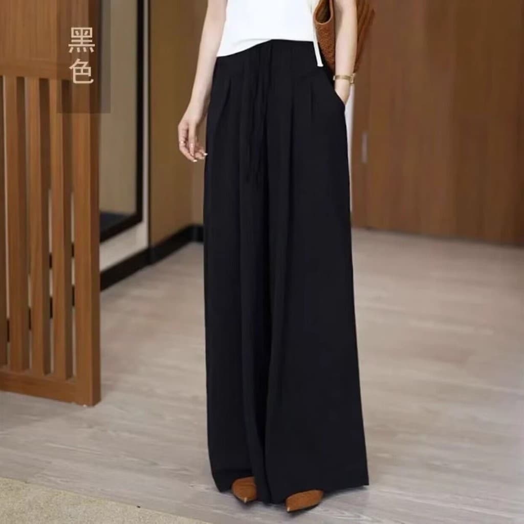 Início do outono novo estilo estilo nacional calças de perna larga mulheres Drape Culottes longo cintura alta solta tama