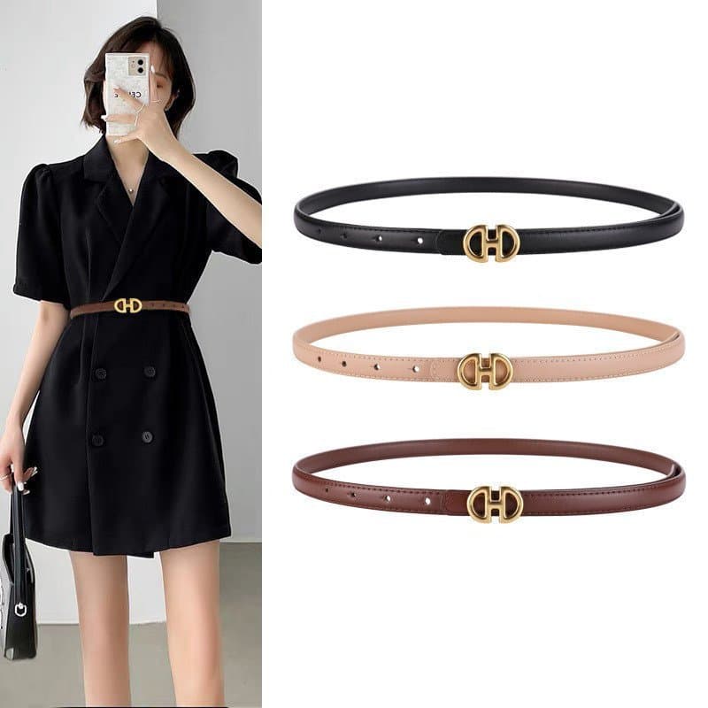Moda Fina Cinto De Couro Genuíno Feminino Elegante Bege Caramelo Vermelho Preto Acessório Combinação Perfeita Para Vesti