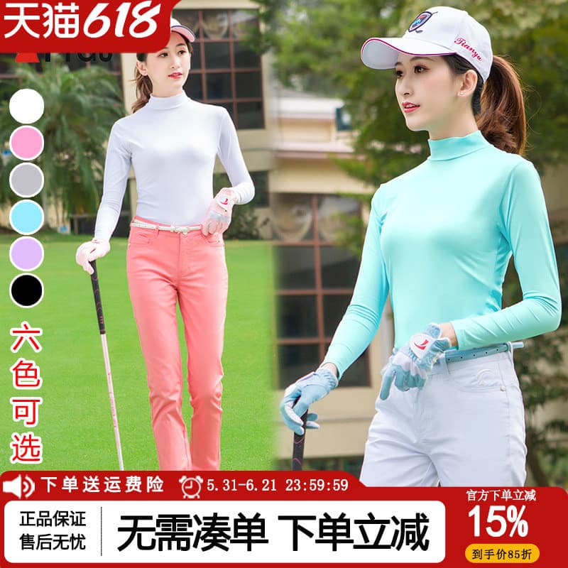 Roupas de golfe camiseta feminina de manga comprida primavera verão gelo seda protetor solar roupas bloqueando camisa de