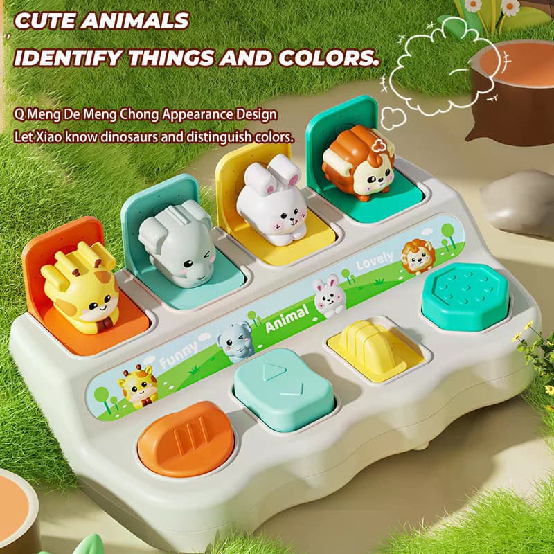 Crianças Pop Up Brinquedos Animais Caixa De Aprendizagem Bebê Educação Precoce Pensamento Lógico Dedo Fino Movimento Tre