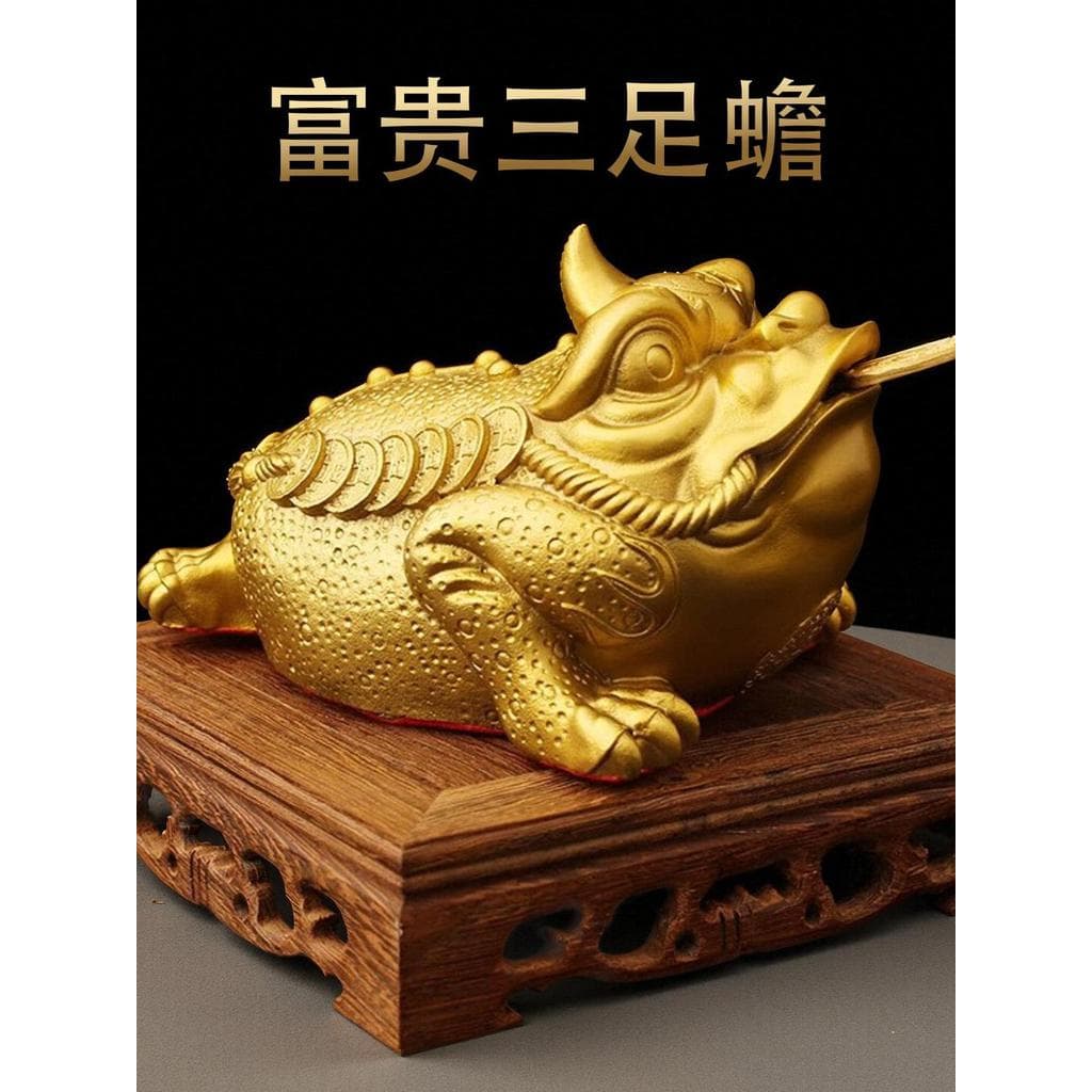 Fortuna três pernas de bronze sapo dourado cigarra dourada fortuna decoração ornamentos escritório sala estar sapo peque