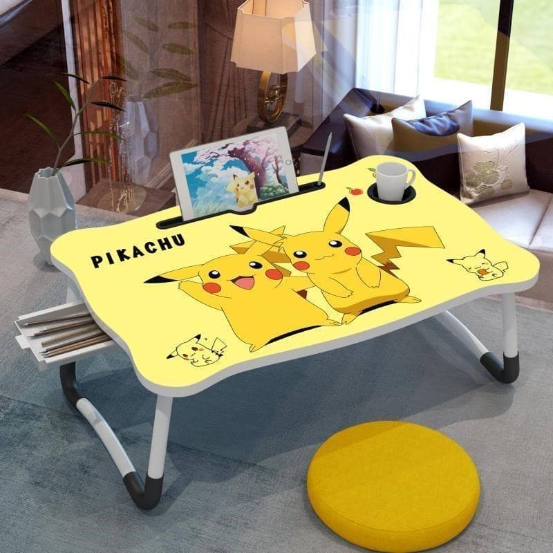 Pikachu mesa de computador estudantes do ensino fundamental dobrável casa estudo dormitório portátil mesa preguiçoso qua