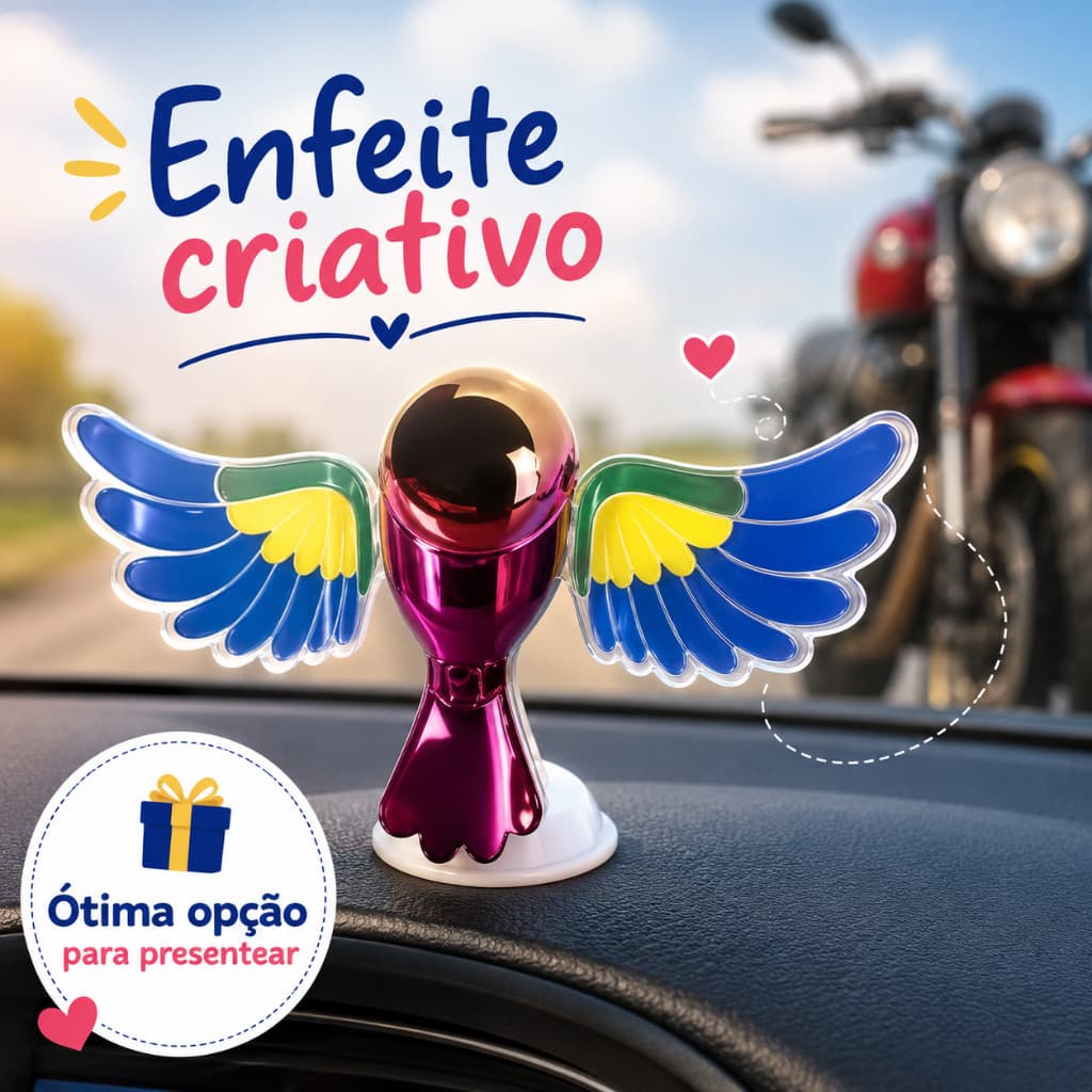 Enfeite Passarinho Decorativo para Carro e Moto Bate Asas com Movimento Acessório Criativo Painel Veicular