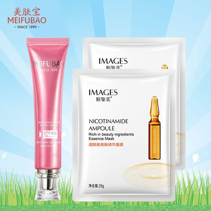 Meifubao Creme Protetor Solar Base Branqueadora 45 Vezes 30ml Pacote Único Protetor Solar Hidratante Iluminador de Longa