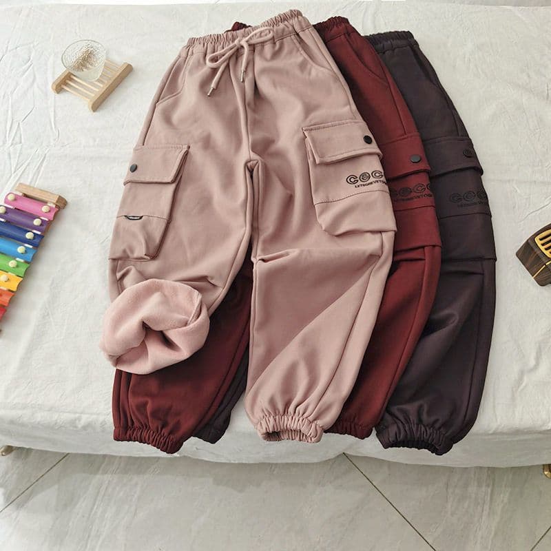 Bedoha Macacão infantil de inverno com forro de lã, calças de algodão quente espessadas, macacão de lã de uma peça com v