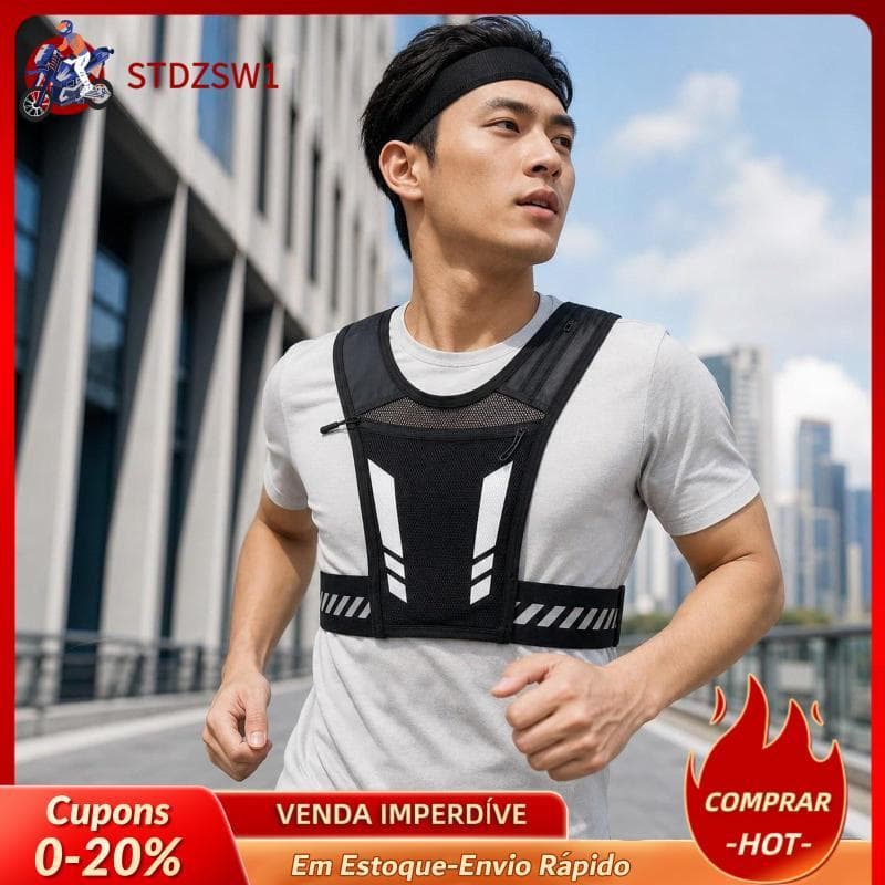 [stdzsw1] Colete De Mochila De Corrida Respirável Ao Ar Livre Peito Reflexivo Bolsa Equipamento Esportivo Para Em Trilha