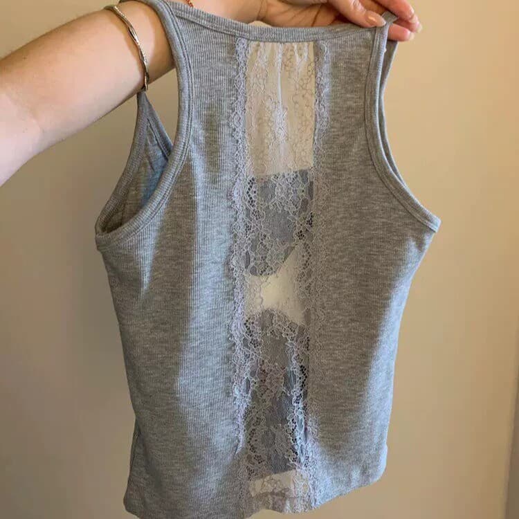 Voltar rendas oco bonito volta feminino verão exterior Wear com almofada no peito sem mangas estilingue fundo interno su
