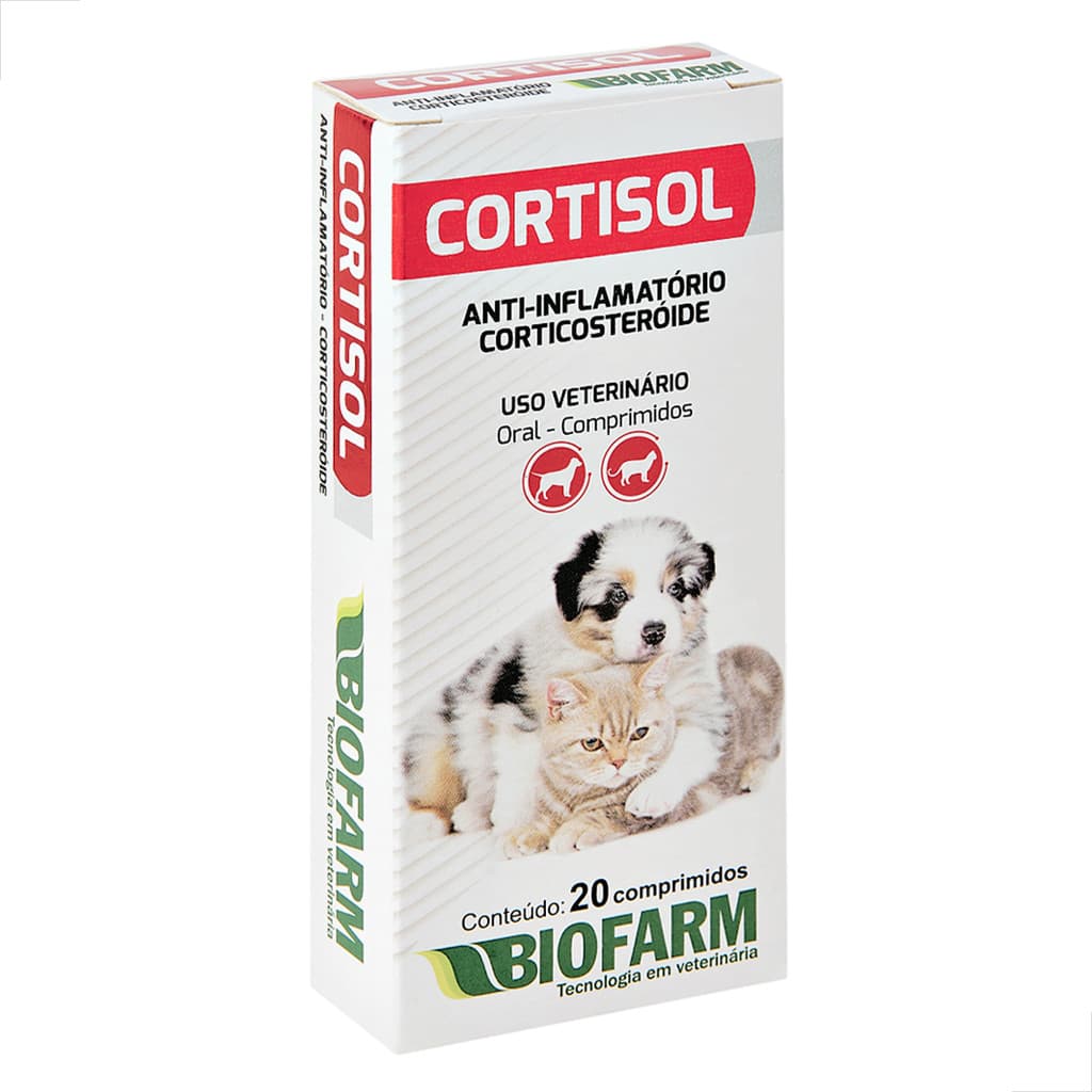 Cortisol 20 comprimidos Remedio para dermatite em cães e gatos Biofarm