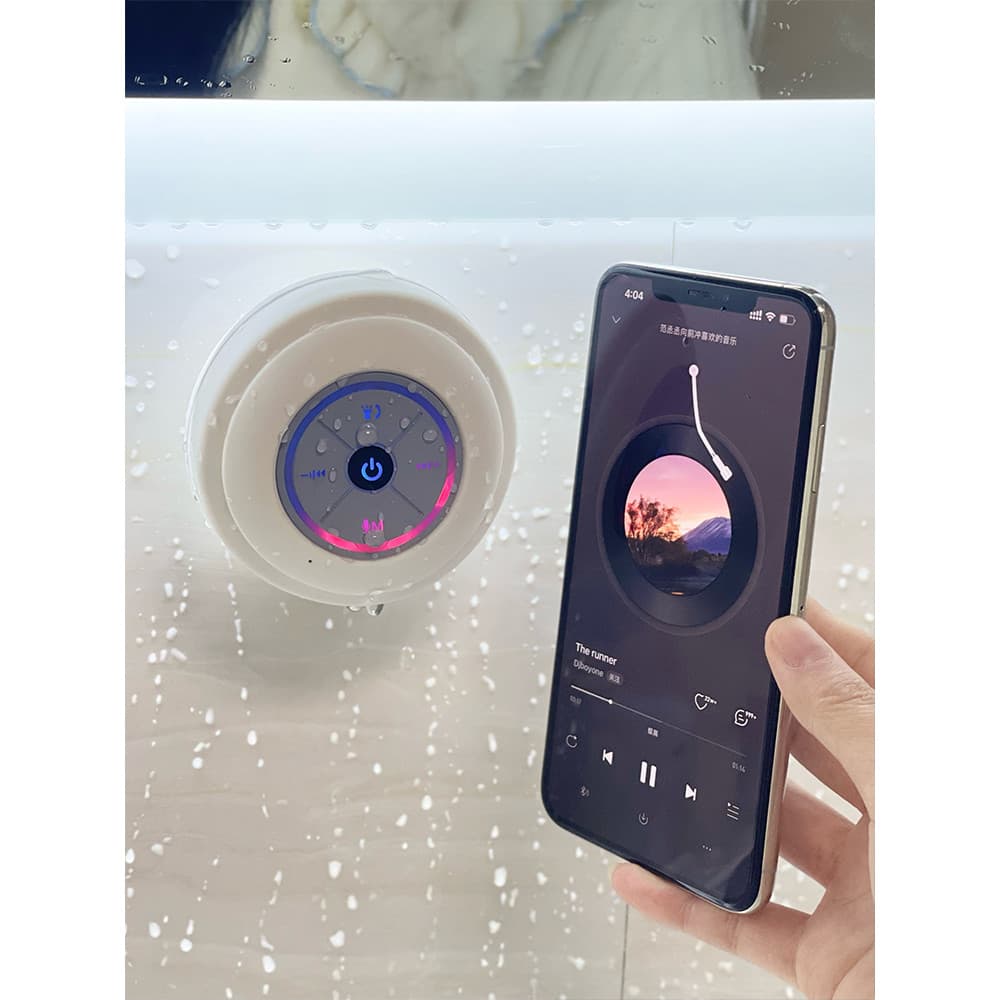 Alto-falante Bluetooth à prova d'água para banheiro, sem perfuração, montado na parede, sem fio, portátil, dormitório es