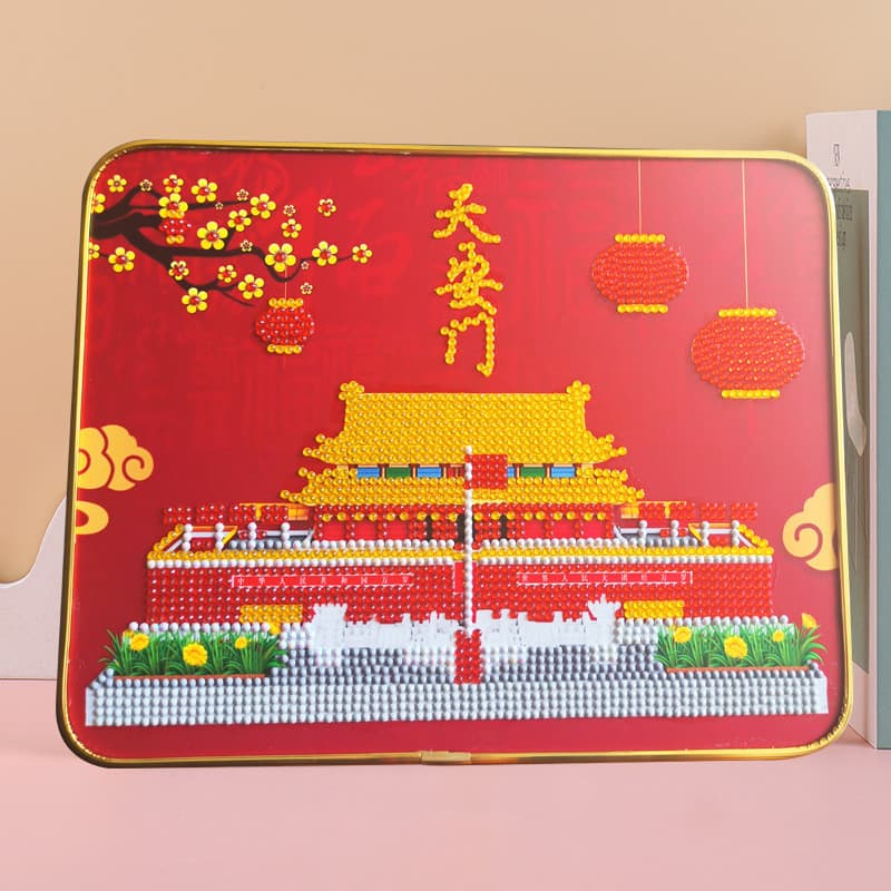 Tian'anmen adesivos de diamante chinês famoso edifício alvenaria pintura materiais patrióticos jardim de infância dia na