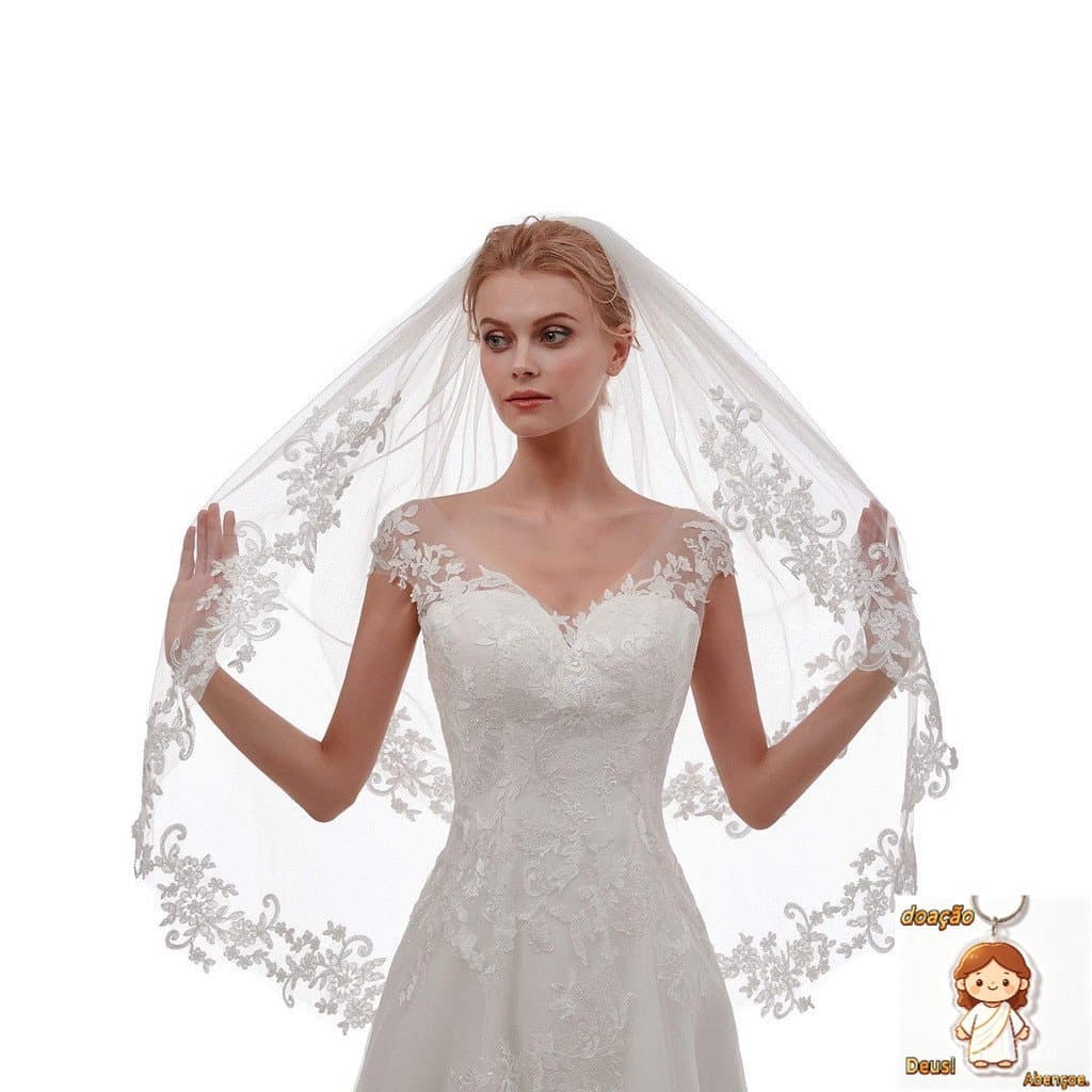 Nova Borda Branco Marfim Véu Do Casamento De Noiva Com Pente Acessórios 1.5 M Curto Das Mulheres De Renda