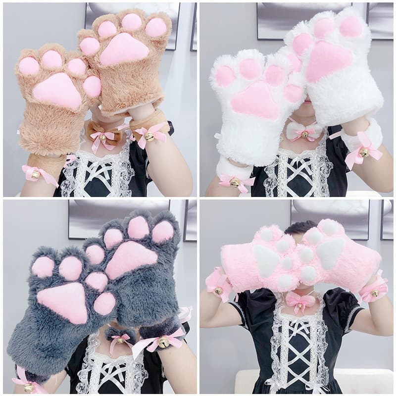 Luvas De Garra De Gato De Pelúcia Fofas Estilo Japonês Adereços De Cosplay Para Festa De Desempenho