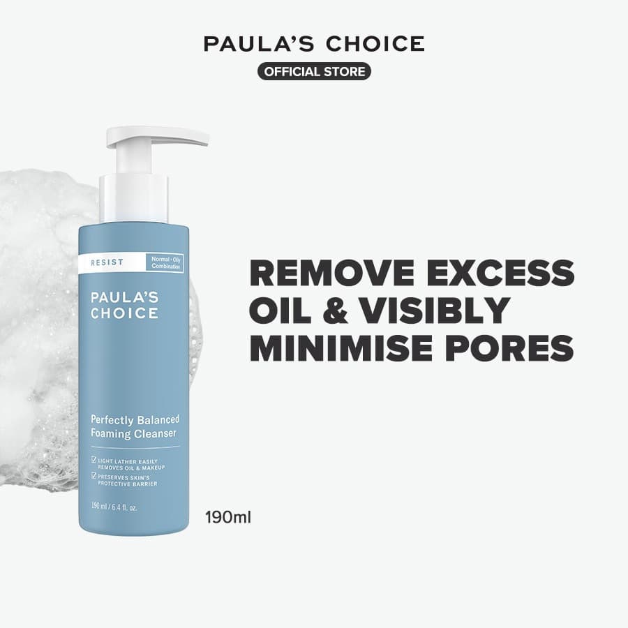 Paula's Choice Resist Perfectly Balanced Foaming Cleanser - Antienvelhecimento, Reduz Poros Dilatados, Remove Maquiagem