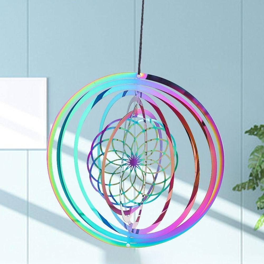 Wind Spinner Catcher , Pingente De Carrilhão De Vento De Aço Inoxidável Com Efeito De Luz Fluida , Girador De Ani