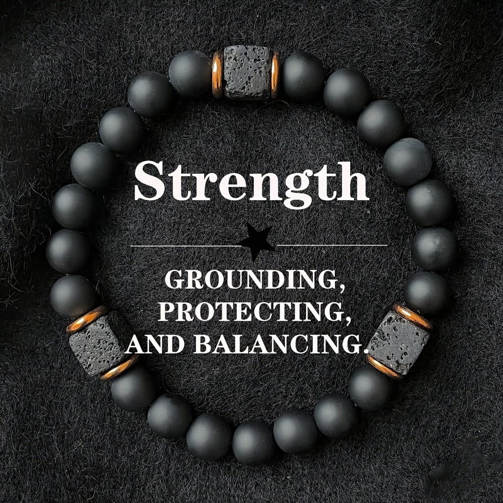 Pulseira de pedra vulcânica masculina transfronteiriça de venda quente quadrada preta ônix joias da moda
