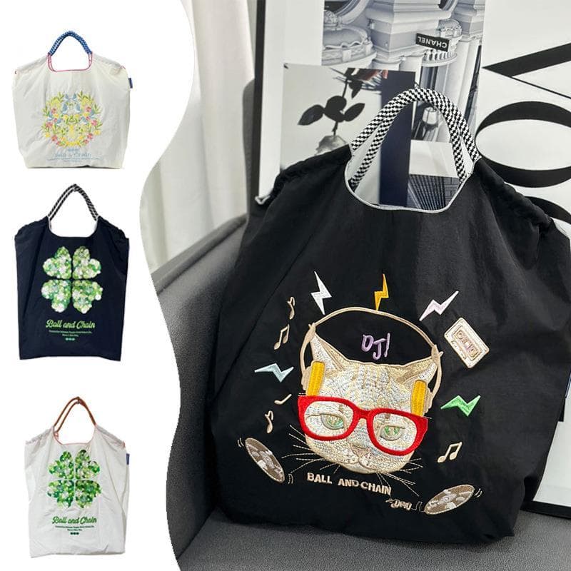 Japonês caseiro ballchain donut bordado saco de compras nicho Commuter grande capacidade náilon bolsa de ombro na moda