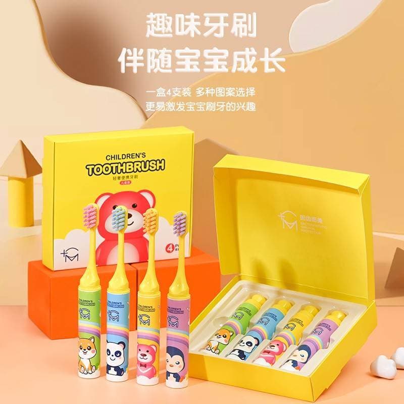 Conjunto de escova de dentes de viagem conveniente proteção de gengiva das crianças mudança de dentes período batom esco