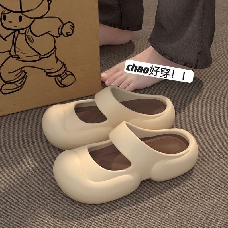 Baotou chinelos femininos verão novo estilo buraco sapatos exterior usar aumentado influenciador de sola grossa antiderr