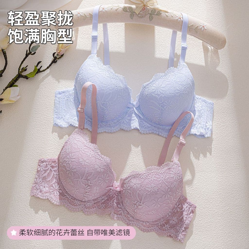 Roupa íntima ajustável feminina seios pequenos reunindo seios Push-Up sutiã Anti-flacidez renda anel de aço macio moldar