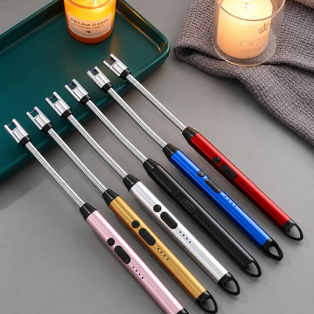 Acendedor Elétrico USB Recarregável Flexível 360° Sem Chama para Velas Fogão Camping