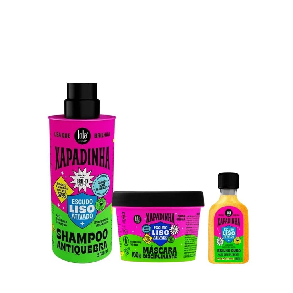 Kit Xapadinha Shampoo 250ml,  Mascara 100ml e Oleo 50ml - Lola Cosmetics