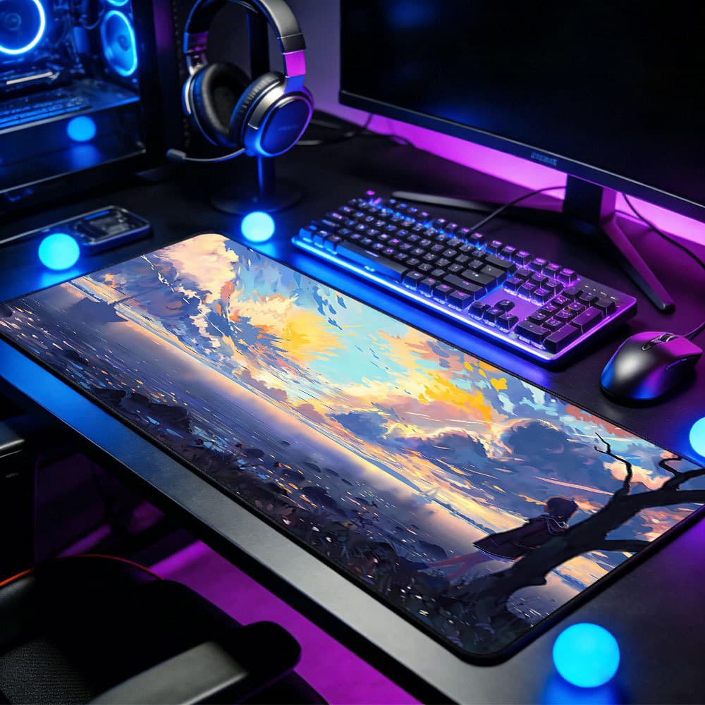 Mouse Pad Estilo Grande Anime Seascape Céu Base Colorida Antiderrapante Notebook De Alta Precisão