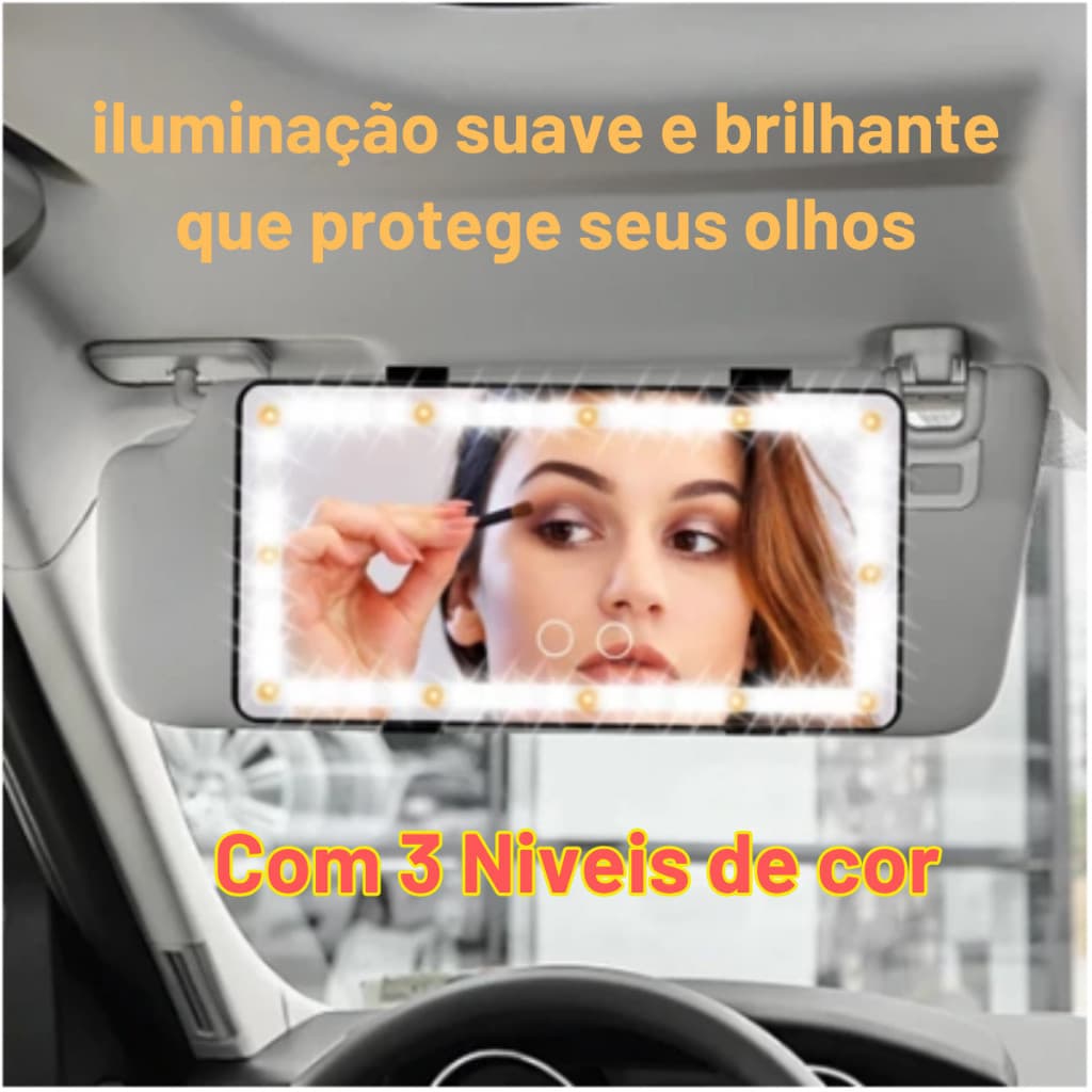car led makeup mirror rechargeable rearview mirror with light 3 shades--