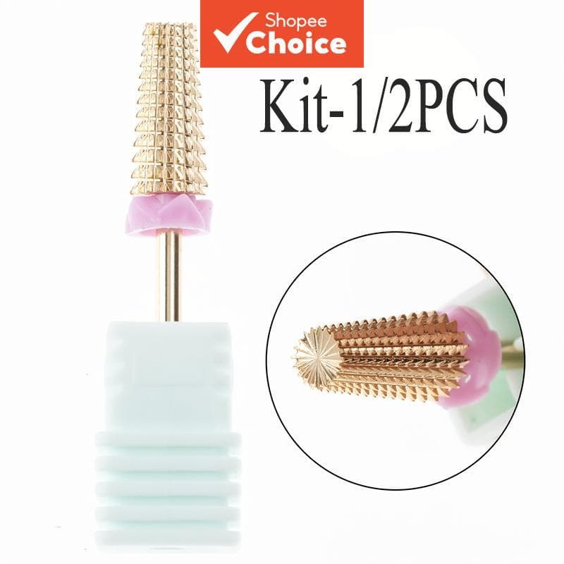 Kit 1/2 unidades de broca de unha de aço tungstênio para manicure e pedicure com máquina elétrica de unhas